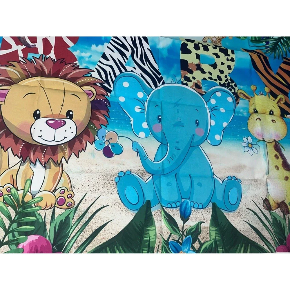 Jungle-themed Backdrop for Baby Shower Birthday Party Decorations 5x3